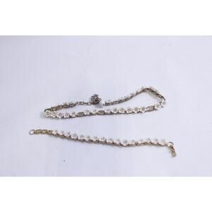 White Flower Necklace and Bracelet Set, Charm Necklace, Little Flowers, Evening